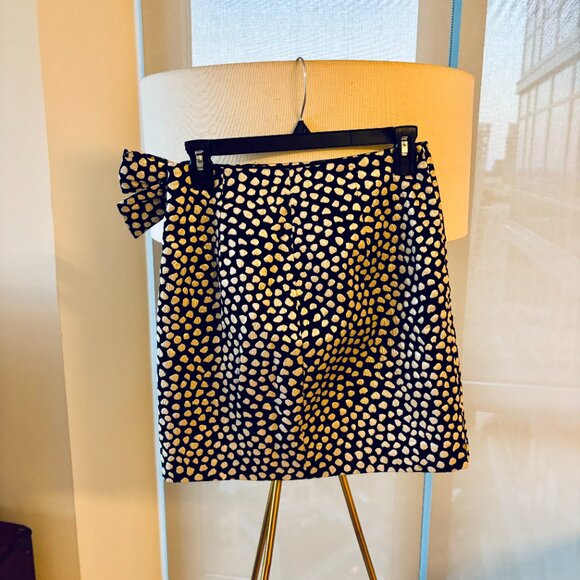 J. CREW Metallic Pebble Print Jacquard Wrap Skirt with Bow - Picture 3 of 5